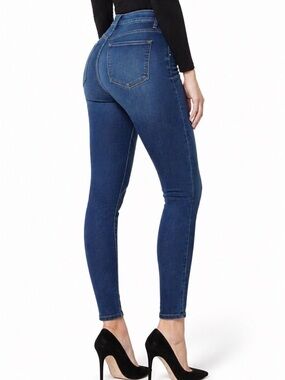 Good American Good Waist High Rise Skinny Crop Jeans Blue Stretchy Denim Size 10